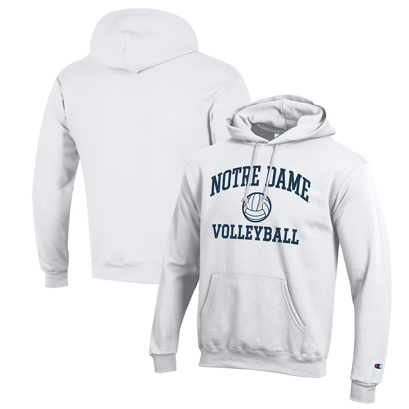 Men's Champion White Notre Dame Fighting Irish Volleyball Icon Powerblend Pullover Hoodie