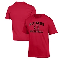Men's Champion Scarlet Rutgers Scarlet Knights Volleyball Icon Powerblend T-Shirt
