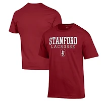 Men's Champion Cardinal Stanford Cardinal Stack Logo Lacrosse Powerblend T-Shirt