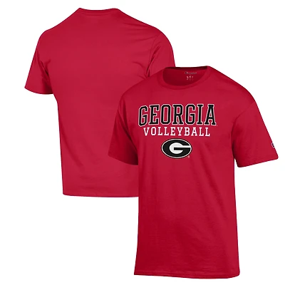 Men's Champion Red Georgia Bulldogs Stack Logo Volleyball Powerblend T-Shirt