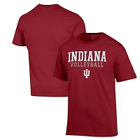 Men's Champion Crimson Indiana Hoosiers Stack Logo Volleyball Powerblend T-Shirt