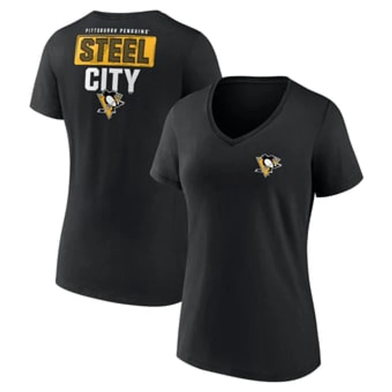 Women's Black Pittsburgh Penguins Territorial V-Neck T-Shirt