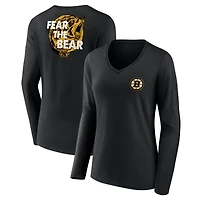 Women's Black Boston Bruins Territorial Long Sleeve V-Neck T-Shirt