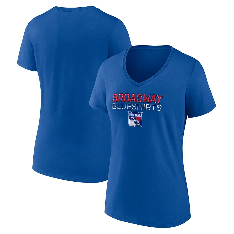 Women's Blue New York Rangers Shout Out V-Neck T-Shirt