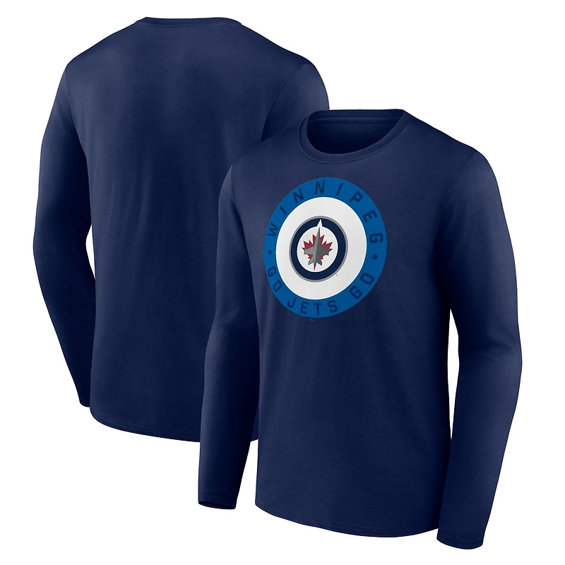 Men's Navy Winnipeg Jets Proclamation Long Sleeve T-Shirt