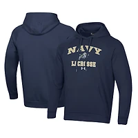 Men's Under Armour Navy Navy Midshipmen Lacrosse All Day Arch Fleece Pullover Hoodie
