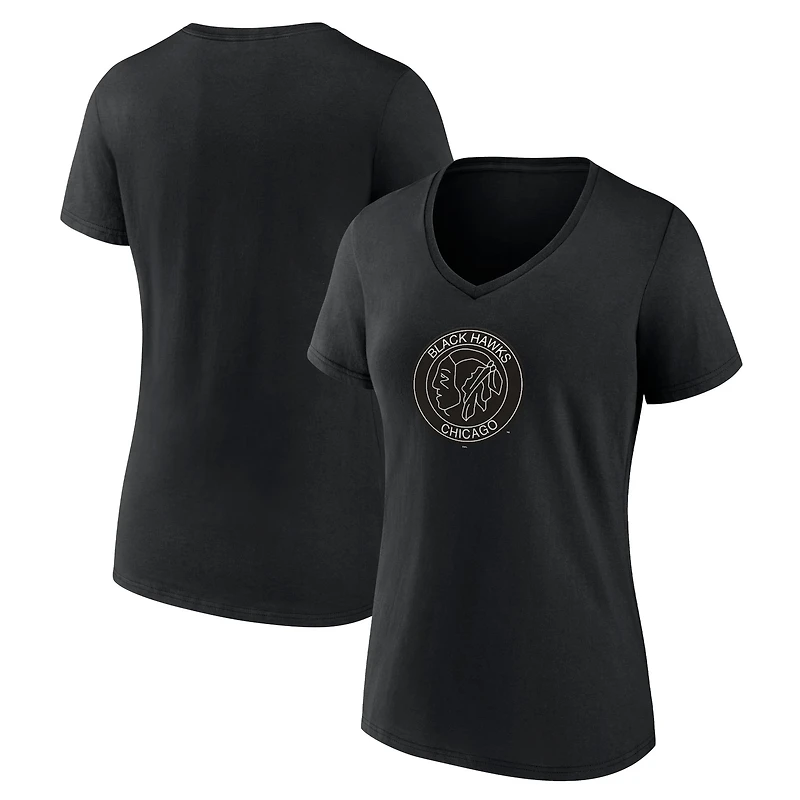 Women's Black Chicago Blackhawks Alternate Logo V-Neck T-Shirt
