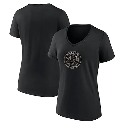 Women's Black Chicago Blackhawks Alternate Logo V-Neck T-Shirt