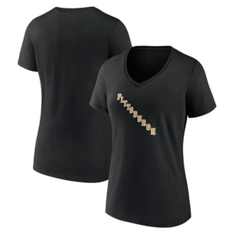 Women's Black Pittsburgh Penguins Alternate Logo V-Neck T-Shirt