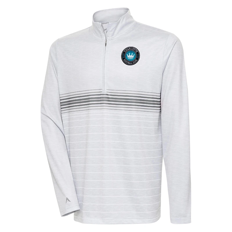 Men's Antigua Gray/Steel Charlotte FC Bullseye Quarter-Zip Pullover Top
