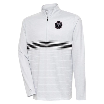 Men's Antigua Gray/Black Inter Miami CF Bullseye Quarter-Zip Pullover Top