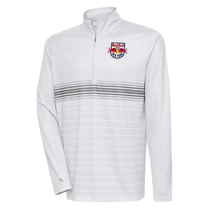 Men's Antigua Gray/Steel New York Red Bulls Bullseye Quarter-Zip Pullover Top