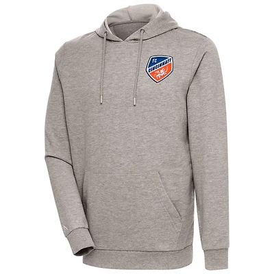 Men's Antigua Oatmeal FC Cincinnati Logo Action Pullover Hoodie