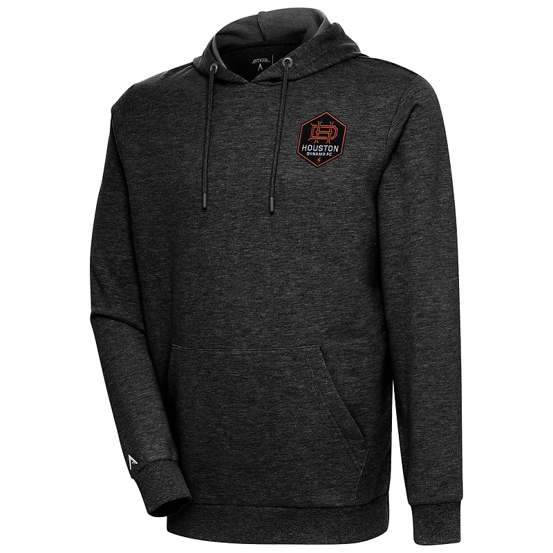 Men's Antigua Heather Black Houston Dynamo FC Logo Action Pullover Hoodie