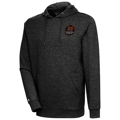 Men's Antigua Heather Black Houston Dynamo FC Logo Action Pullover Hoodie