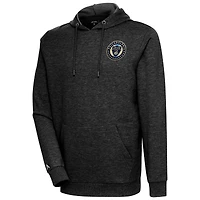 Men's Antigua Heather Black Philadelphia Union Logo Action Pullover Hoodie