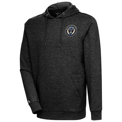 Men's Antigua Heather Black Philadelphia Union Logo Action Pullover Hoodie