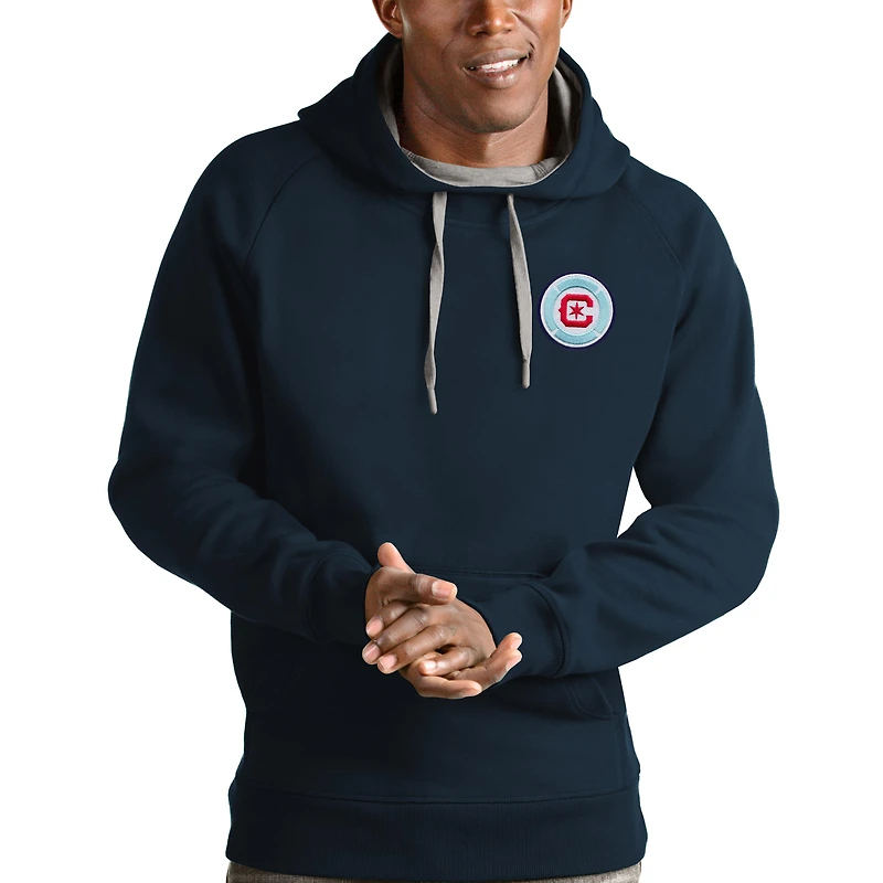 Men's Antigua Navy Chicago Fire Logo Victory Pullover Hoodie