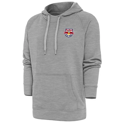 Men's Antigua Heather Gray New York Red Bulls Logo Victory Pullover Hoodie