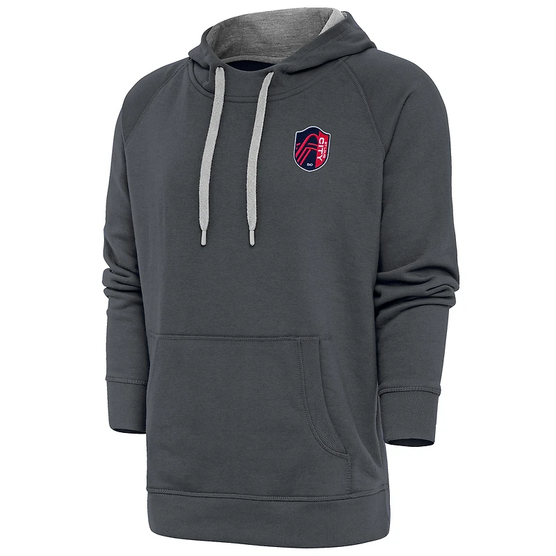 Men's Antigua Charcoal St. Louis City SC Logo Victory Pullover Hoodie