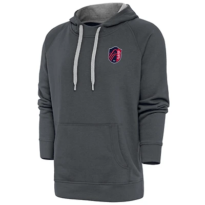 Men's Antigua Charcoal St. Louis City SC Logo Victory Pullover Hoodie