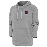 Men's Antigua Heather Gray St. Louis City SC Logo Victory Pullover Hoodie