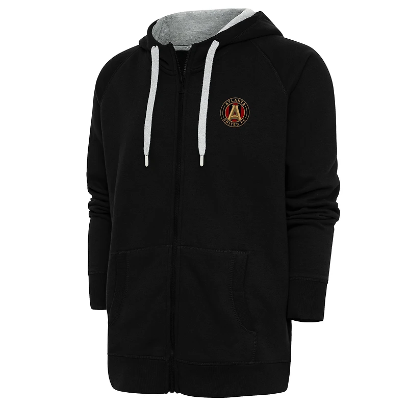 Men's Antigua Black Atlanta United FC Logo Victory Full-Zip Hoodie