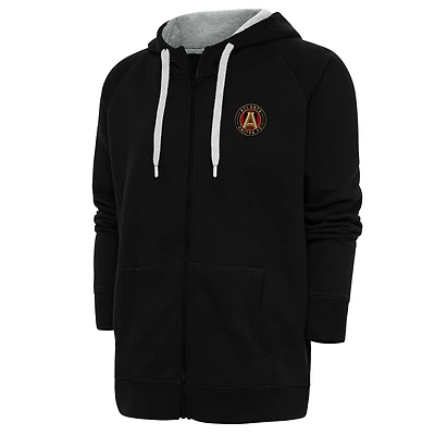 Men's Antigua Black Atlanta United FC Logo Victory Full-Zip Hoodie
