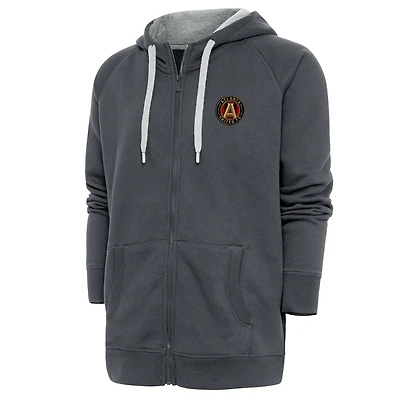 Men's Antigua Charcoal Atlanta United FC Logo Victory Full-Zip Hoodie