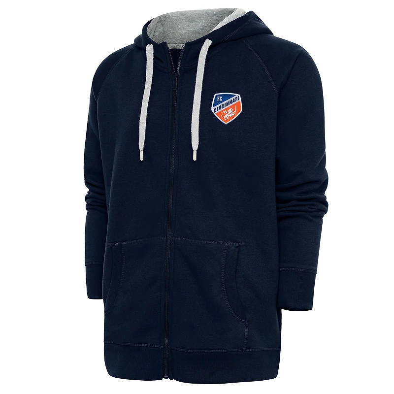 Men's Antigua Navy FC Cincinnati Logo Victory Full-Zip Hoodie