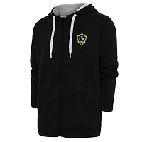 Men's Antigua Black LA Galaxy Logo Victory Full-Zip Hoodie