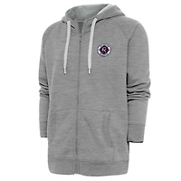 Men's Antigua Heather Gray New England Revolution Logo Victory Full-Zip Hoodie