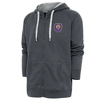 Men's Antigua Charcoal Orlando City SC Logo Victory Full-Zip Hoodie