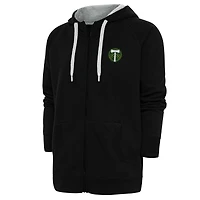Men's Antigua Black Portland Timbers Logo Victory Full-Zip Hoodie