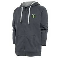 Men's Antigua Charcoal Portland Timbers Logo Victory Full-Zip Hoodie