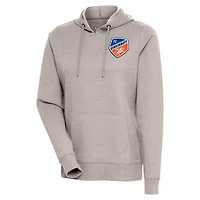 Women's Antigua Oatmeal FC Cincinnati Logo Action Pullover Hoodie