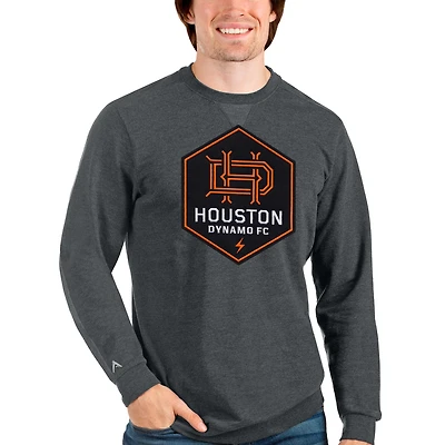 Men's Antigua Heather Charcoal Houston Dynamo FC Reward Pullover Sweatshirt