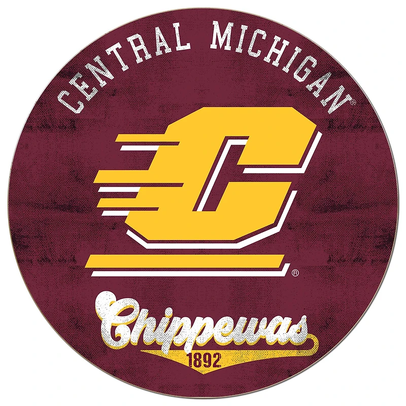 Central Michigan Chippewas 20'' x 20'' Retro Logo Circle Sign
