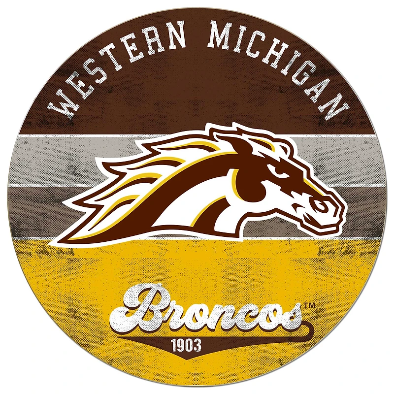 Western Michigan Broncos 20'' x 20'' Retro Logo Circle Sign