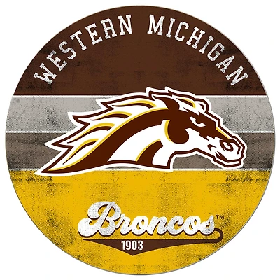 Western Michigan Broncos 20'' x 20'' Retro Logo Circle Sign