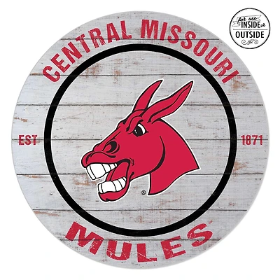 Central Missouri Mules 20'' x 20'' Indoor/Outdoor Weathered Circle Sign