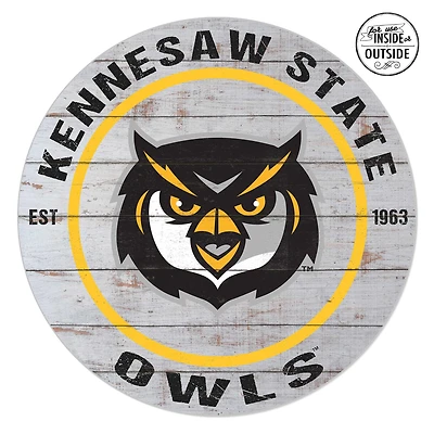 Kennesaw State Owls 20'' x 20'' Indoor/Outdoor Weathered Circle Sign