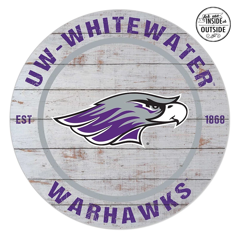 Wisconsin-Whitewater Warhawks 20'' x 20'' Indoor/Outdoor Weathered Circle Sign