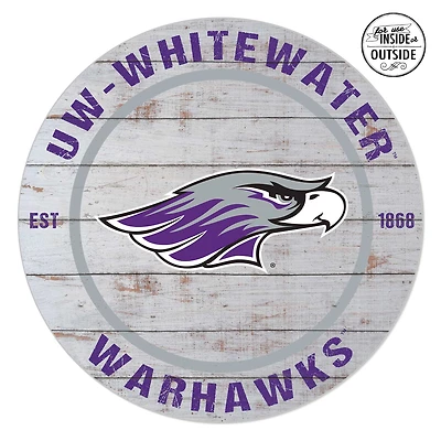 Wisconsin-Whitewater Warhawks 20'' x 20'' Indoor/Outdoor Weathered Circle Sign