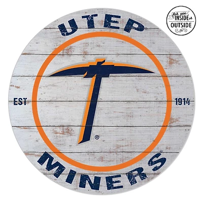 UTEP Miners 20'' x 20'' Indoor/Outdoor Weathered Circle Sign