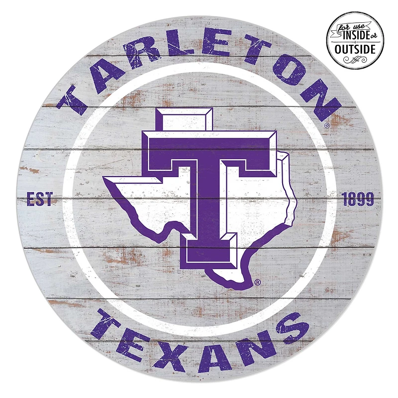 Tarleton State Texans 20'' x 20'' Indoor/Outdoor Weathered Circle Sign