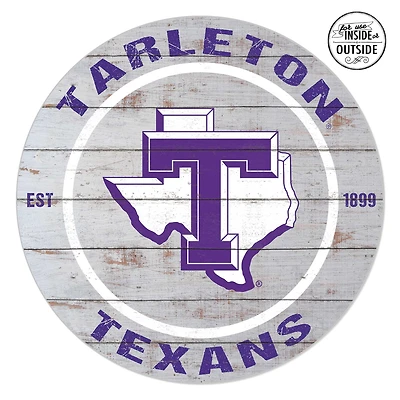 Tarleton State Texans 20'' x 20'' Indoor/Outdoor Weathered Circle Sign