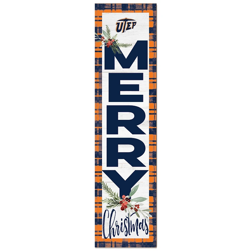 UTEP Miners 12'' x 48'' Outdoor Merry Christmas Leaner