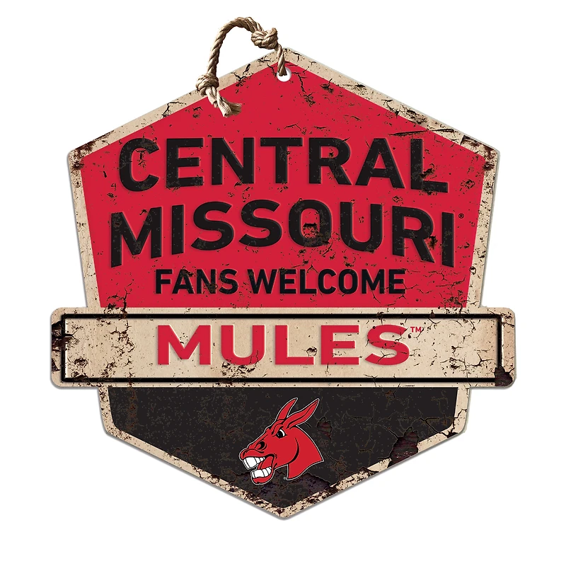 Central Missouri Mules 20'' x 20'' Fans Welcome Badge Sign