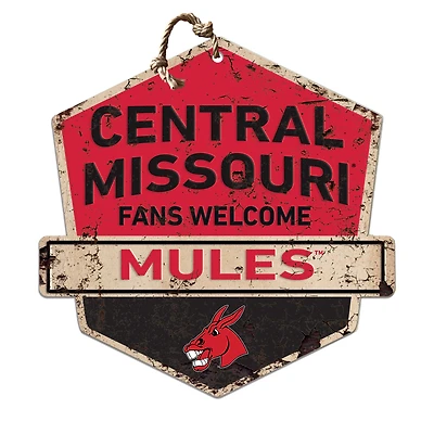 Central Missouri Mules 20'' x 20'' Fans Welcome Badge Sign